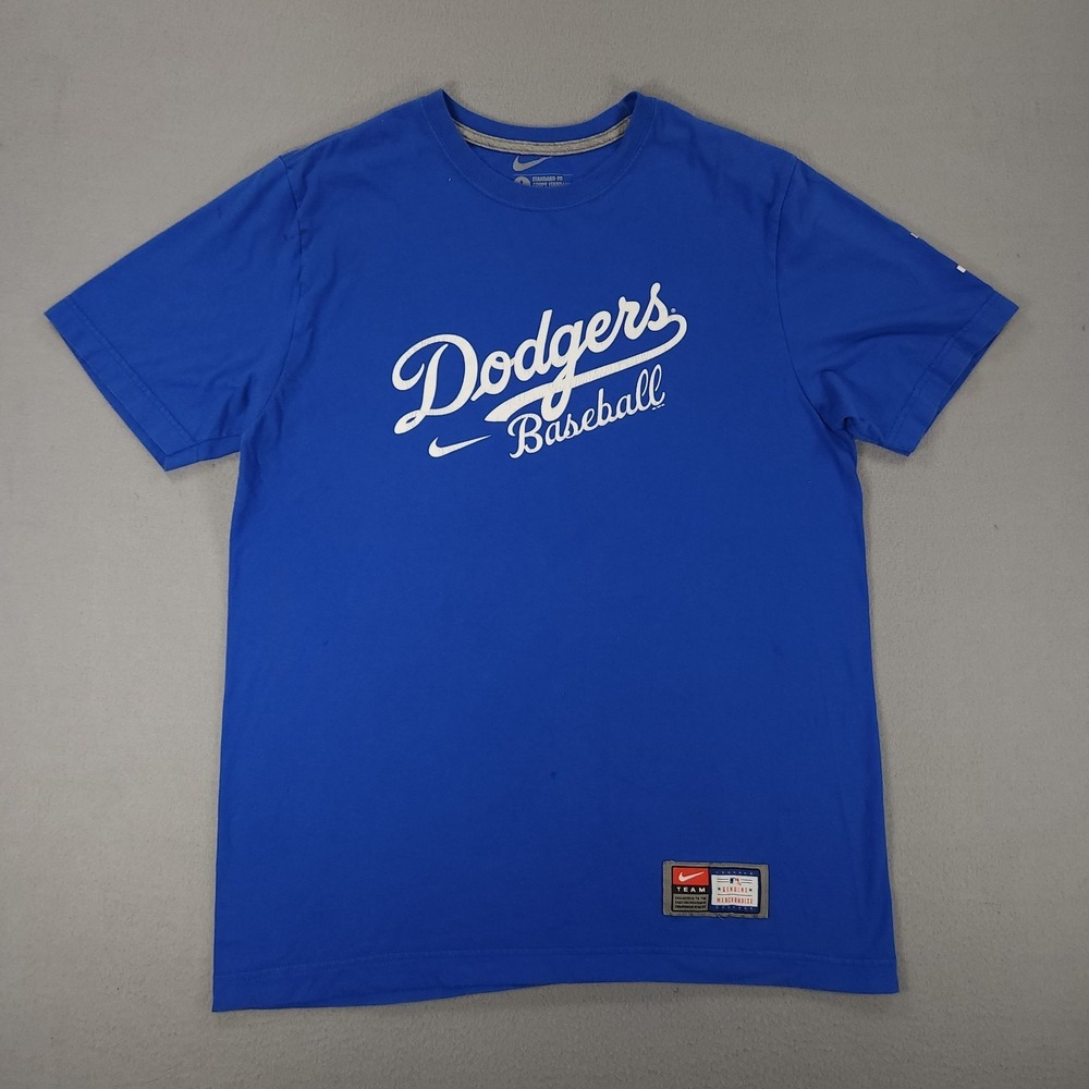 Nike Team Los Angeles Dodgers Script T-Shirt Large Men's Blue Retro MLB Sports